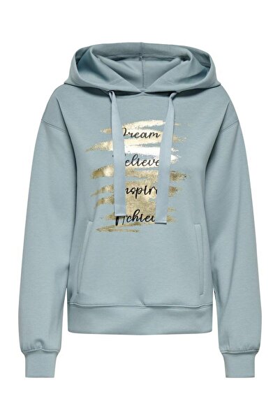 ONLY Кадин Мави Онлалина Лайф L/s Принт Худ Суит Суитшърт 15360223-Арона