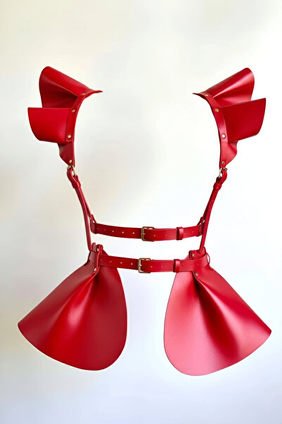 Angels Passion Red Leather Skirt Laser Cut Leather Skirt