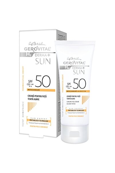 GEROVITAL H3 Derma+ Αντηλιακή Κρέμα Προσώπου SPF 50, Χρυσή Απόχρωση, 50 ml