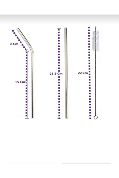 Ranüş Home 3 Pieces Metal Straws - Stainless Eco-Friendly Metal Straw Brush Set