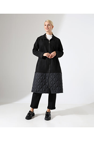 Fi'l Arz Fashion Women's Zipper Closure Quilted Long Coat