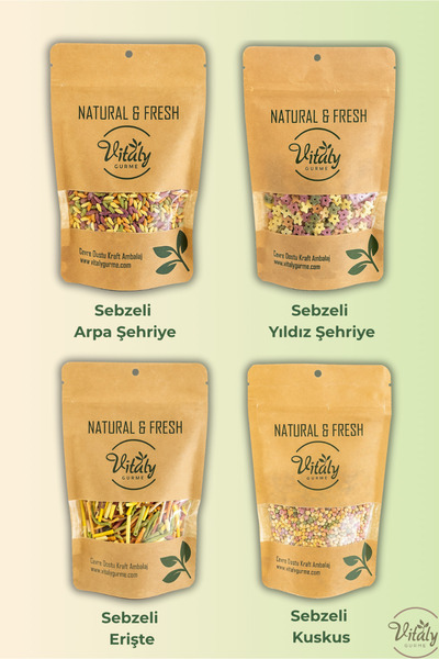 Vitaly Gurme Organik 4'lü Ekonomik Başlangıç Seti - Sebzeli Erişte, Kuskus, Ş...