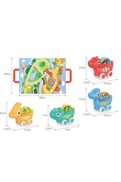 Fun Moment مجموعة سيارة الديناصور من 4 قطع