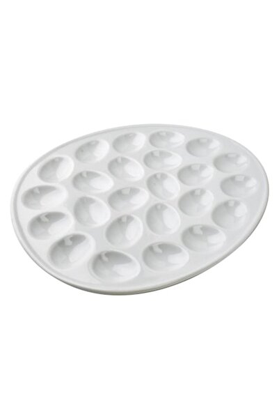 MONDEX Tavă simplă pentru ouă, porțelan, 24 sloturi, 35x28 cm, ovală