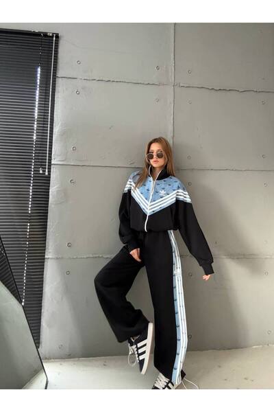 bonibon butikk Women's Quality Luxury Clothing Double Face Fabric High Quality Bottom Top Set