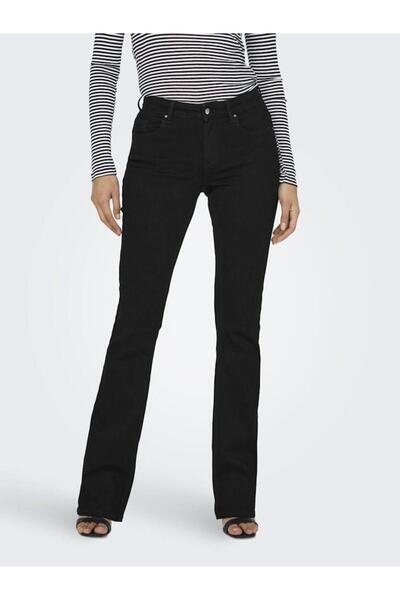 ONLY Γυναικείο μαύρο Onlblush Mid Flared Dnm Rea2343 Noos Jean 15324908-Blackdeni