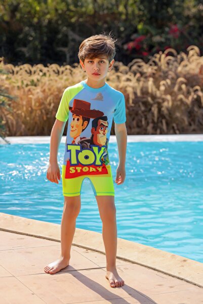None Boys' one-piece swimsuit with distinctive cartoon graphics and bright summer colors
