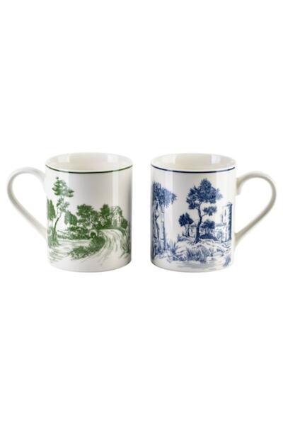 Affekdesign By Mondex Colorato Set of 2 Mugs, Affekdesign By Mondex, Porcelain, Green/Blue, 400 ml