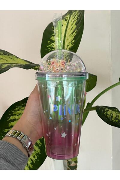 Mixshop Online Ayıcık Figürlü Pipetli Simli Bardak