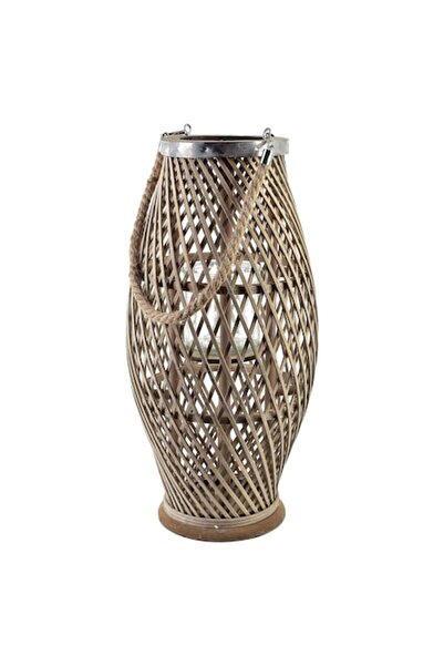 MONDEX Felinar Lucie Grey 23x48cm, ratan, pentru decorarea interiorului sau a terasei