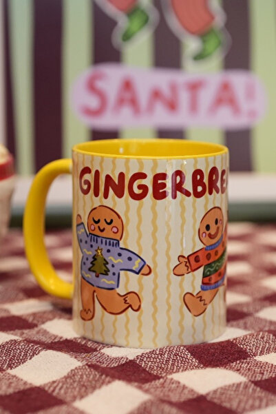 Hello Melody Design Gingerbread Boogie Mug - Cute Gingerbread Cookie Design Porcelain Mug 9.5X8 cm