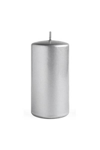 MONDEX Lumânare cilindrică, parafină, argintie, 7x14 cm