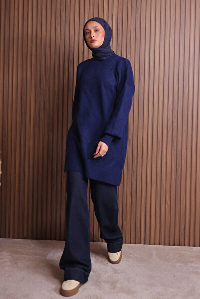 Balenbi Women's Crew Neck Diamond Pattern Soft Knit Tunic 1140