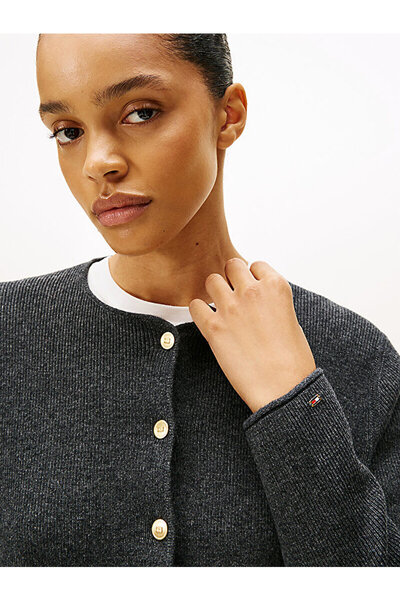 Tommy Hilfiger Gold-Tone Button Soft Wool Cardigan