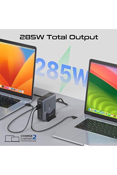 Promate PowerBase-GaN285 285W 6-Port GaN USB-C Charging Station (100W/65W/4×30W)