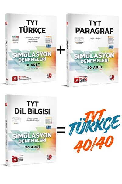 3D Yayınları TYT Türkçe- Paragraf ve Dil Bilgisi Simülasyon Branş Denemeleri
