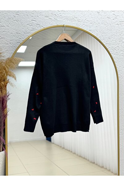 BENAHOLL Πλεκτό υφασμάτινο πουλόβερ Karuna με λεπτομέρεια φιόγκου-SY3251 Μαύρο