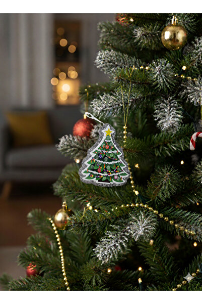 DODOMAR مجموعة من 6 قطع زينة شجرة عيد الميلاد اللامعة على شكل شجرة الصنوبر (1...