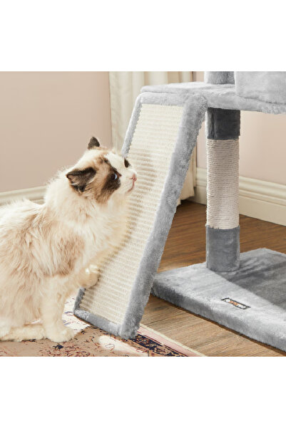SUPER TRENDS Cat Play Set ®, 2 Beds, House and Sisal Posts, Gray
