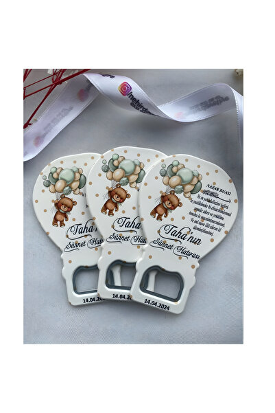 Nehir Yeşil Balonlu Ayıcık Tasarımlı Balon Magnet Yenidoğan Hediyelik Doğum G...