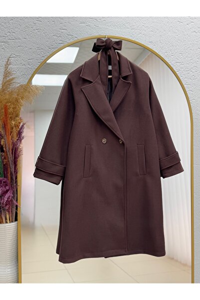 BENAHOLL Efrat Kol Epaulettes Belted Lined Coat-Bn8666 Brown