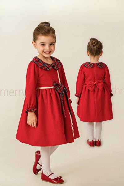 Trend Baby Kids Girl's New Year's Concept Red Dress with Bow