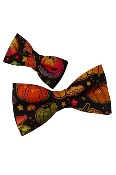 Papileon Father-son set of 2 Halloween bow ties "Dark Forest" (12x6 cm and 8x4 cm)