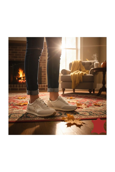 ANGEL BLUE women's sneakers made of GENUINE LEATHER, WITH STAR-SHAPED DETAIL