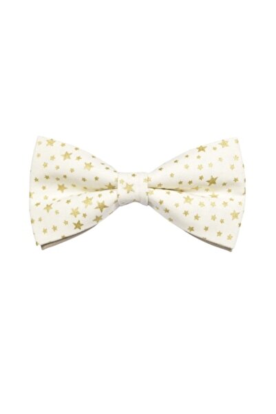 Papileon White Christmas Bow Tie "Golden Stars" (12x6 cm)