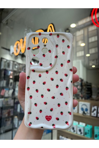 OVADA SAMSUNG GALAXY S25 ULTRA Uyumlu Kamera Korumalı Dalga Kenarlı Çilek Bas...