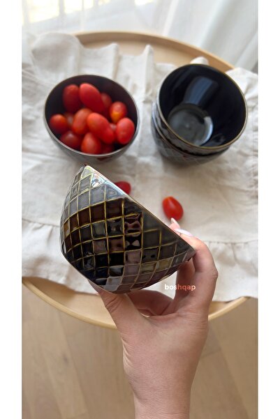 BOSHQAP Sedefli Elmas Desen Özel Tasarım 6'lı Kase Takımı