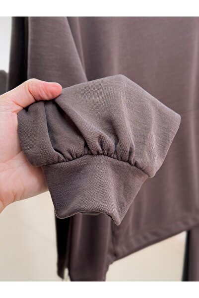 BENAHOLL Dariana Kangru Pocketed Tunic with Gathered Skirt Set-Nl678 Brown