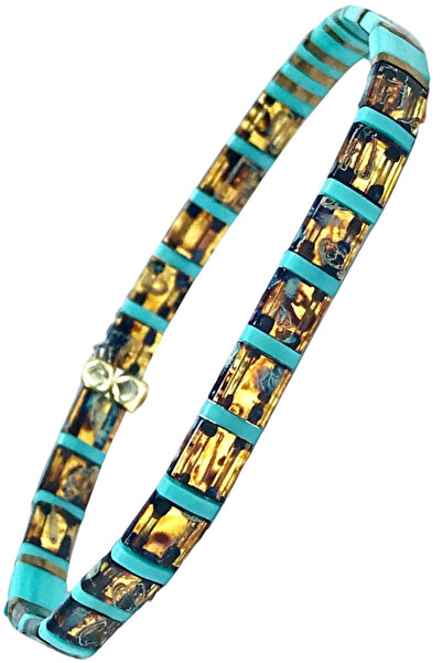 NAZLI TAKILAR سوار بوهيمي مصنوع يدويًا من خرز ميوكي تيلا الزجاجي المرن بألوان...