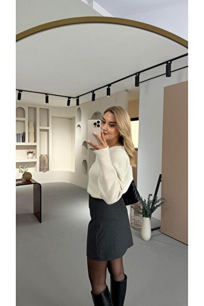 Sezgi Tekin Antrasit Mini Etek