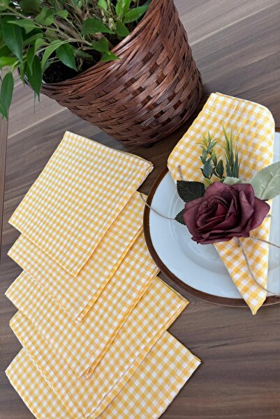 zarafet concept 6 Adet Sarı Pitikare Kumaş Peçete 35x35