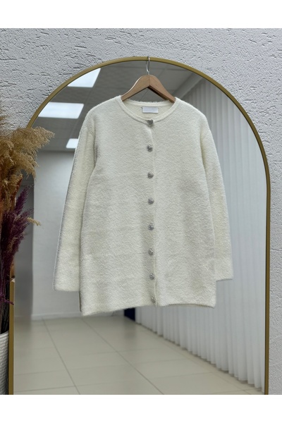 BENAHOLL Adora Кардиган з гудзиками та бахромою - KR3198 Білий