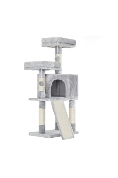 SUPER TRENDS Cat Play Set ®, 2 Beds, House and Sisal Posts, Gray