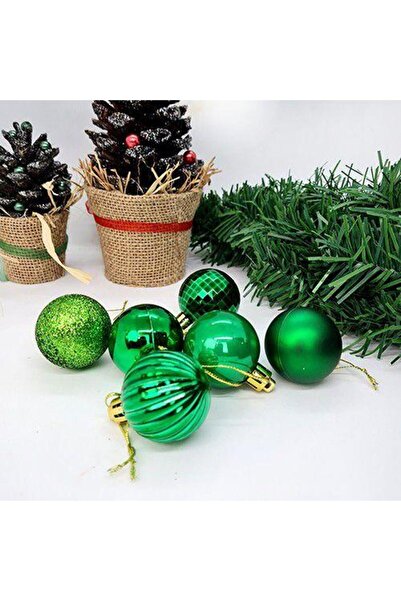 DODOMAR Χριστουγεννιάτικο Στολίδι Πράσινο 4cm Σετ 6 τεμαχίων