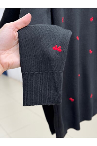 BENAHOLL Πλεκτό υφασμάτινο πουλόβερ Karuna με λεπτομέρεια φιόγκου-SY3251 Μαύρο