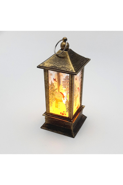 Bimotif New Year's Decoration Lantern, Led Night Light, 12.5 cm Black Snowman