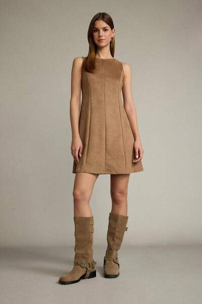 DeFacto Αμάνικο Μίνι Φόρεμα από Σουέντ G2741AX25AU