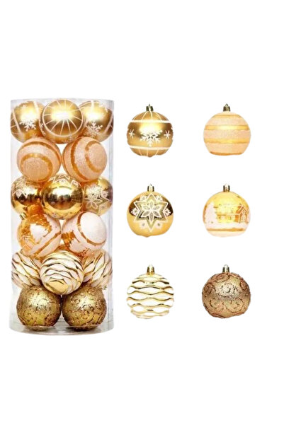 DODOMAR Ornament cu bile pentru brad de Crăciun 6cm x 24 buc. Set de ornament...