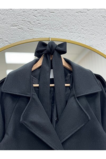 BENAHOLL Alita Shoulder Padded Sleeve Epaulettes Embroidered Coat-Ek1003 Black