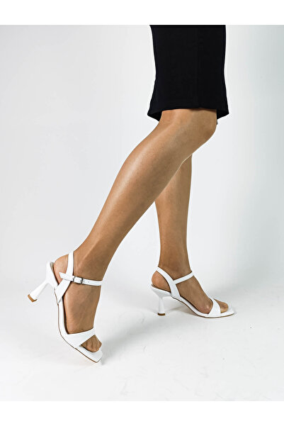 GDT Ayakkabı حذاء نسائي للسهرة بكعب رفيع وحزام كاحل واحد باللون الأبيض، مقاسا...