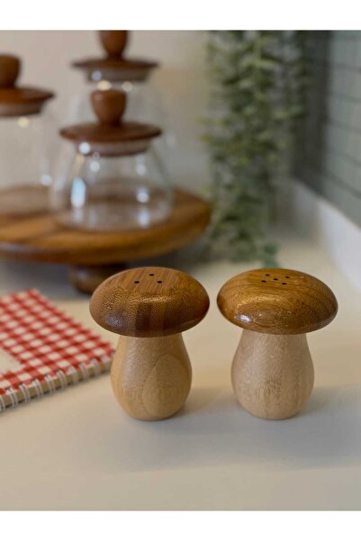 BUCOLIC Mushroom Bamboo Salt and Pepper Shaker Set