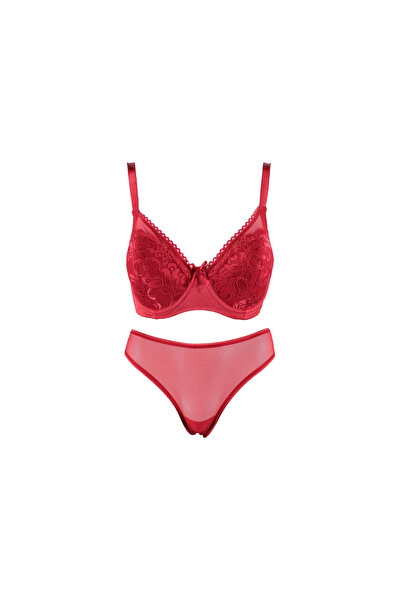 Buqete C Cup Lace Tulle Detail Bra Set