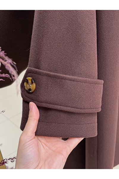 BENAHOLL Efrat Kol Epaulettes Belted Lined Coat-Bn8666 Brown