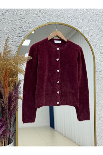 BENAHOLL كارديجان دافونا الصغير ذو الأزرار على شكل قلب - KR3194 أحمر داكن