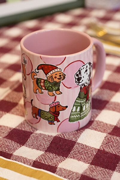 Hello Melody Design Xmas Dogs Mug - Original Design Porcelain Mug with Cute Dogs 9.5 X 8 cm