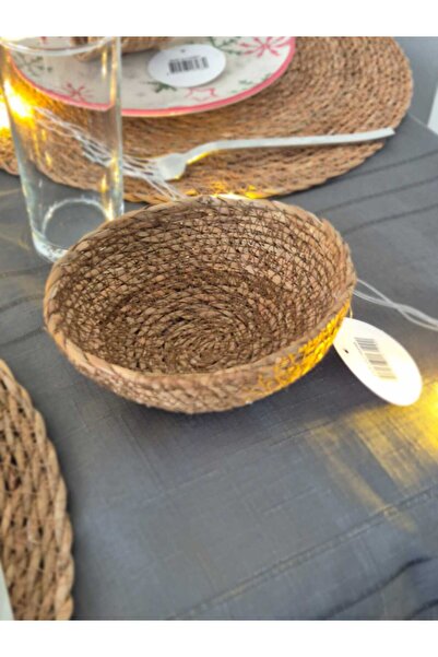 Lider MAGNESİA Wicker Basket Round 12X 12 cm Multi-Purpose Mini Basket Brown